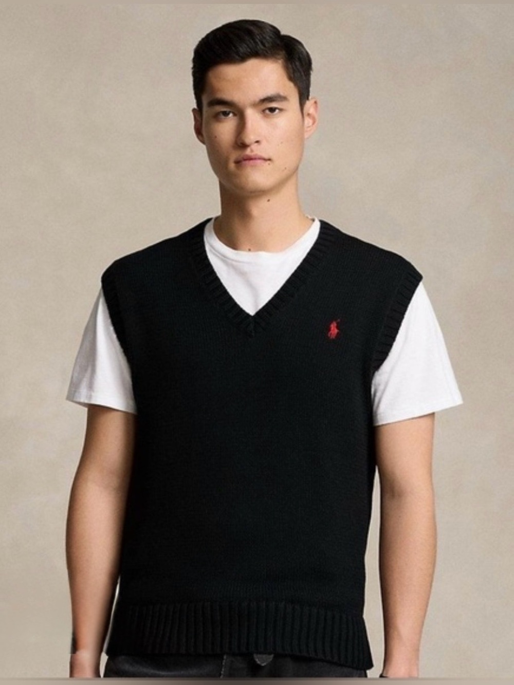 Polo Ralph Lauren Men's Cotton Black V-Neck
Sweater Vest Red Pony logo Size XL
